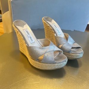 JIMMY CHOO Metallic wedge 8.5